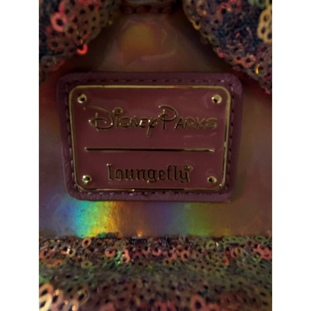 Disney Parks Loungefly Minnie Mouse Rose Gold Iridescent Sequin Mini Backpack